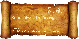 Kratochvilla Arany névjegykártya